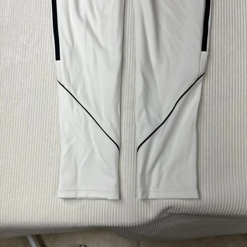 Adidas Pants Unisex Kids 11-12Y White AEROREADY Soccer Training Track Zip Hem